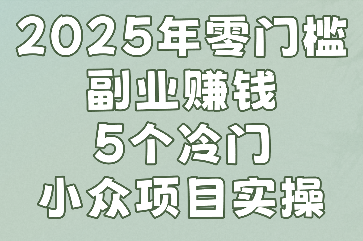 2025年零门槛副业赚钱:5个冷门小众项目实操(学生宝妈可做)
