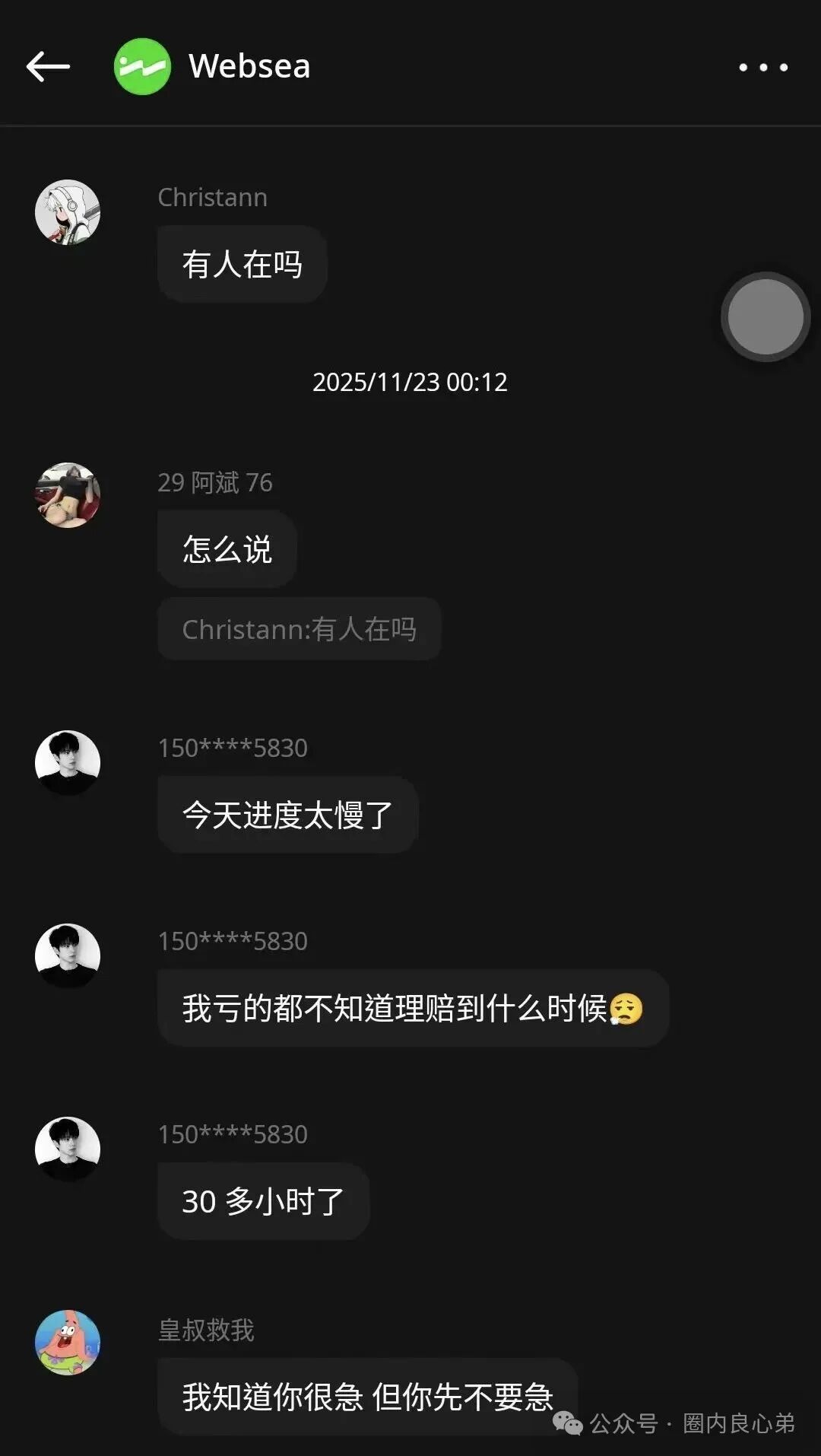websea野鸡交易所,已经有人赔付30小时未到账,跟单旁氏虚拟币骗局